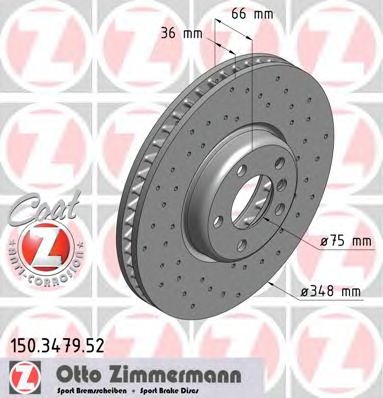 Тормозной диск ZIMMERMANN 150.3479.52 - Фото 1