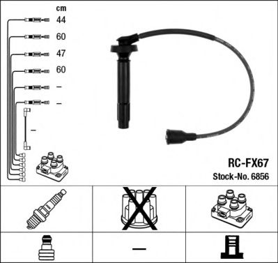 Комплект высоковольтных проводов NGK RCFX67