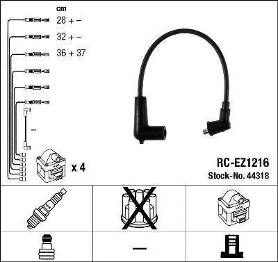Комплект высоковольтных проводов NGK RCEZ1216