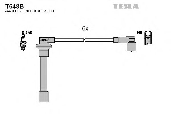 Комплект высоковольтных проводов TESLA T648B