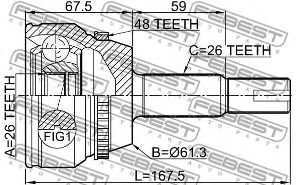 ШРУС FEBEST 0110-ACV40L26A48 - Фото 1