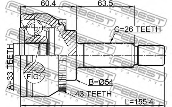 ШРУС FEBEST 0410-DG4A43 - Фото 1