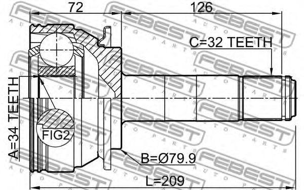 ШРУС FEBEST 1611-164R - Фото 1
