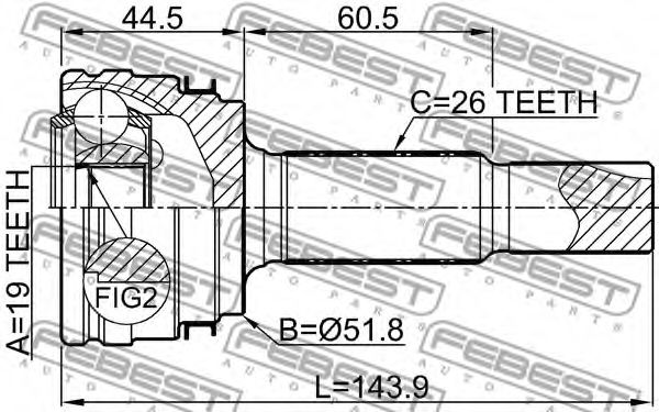 ШРУС FEBEST 0110-ALA49R - Фото 1