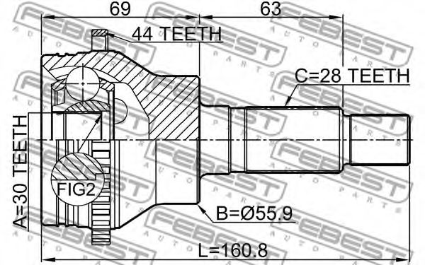 ШРУС FEBEST 0510-CX7A44R - Фото 1