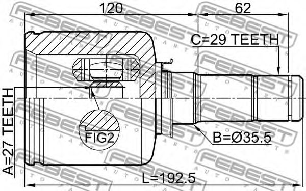 ШРУС FEBEST 2111-TKE4WDLH - Фото 1