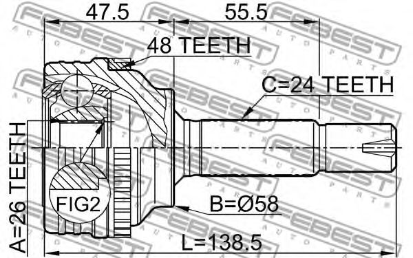 ШРУС FEBEST 0110-040A48 - Фото 1