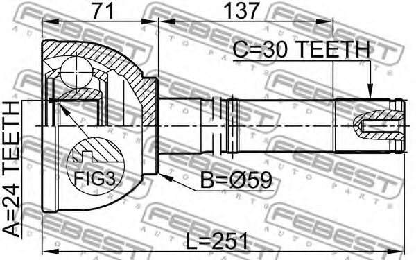 ШРУС FEBEST 0110-058 - Фото 1