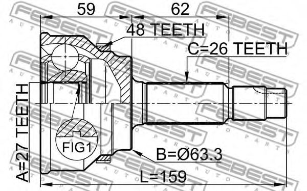 ШРУС FEBEST 0110-061A48 - Фото 1