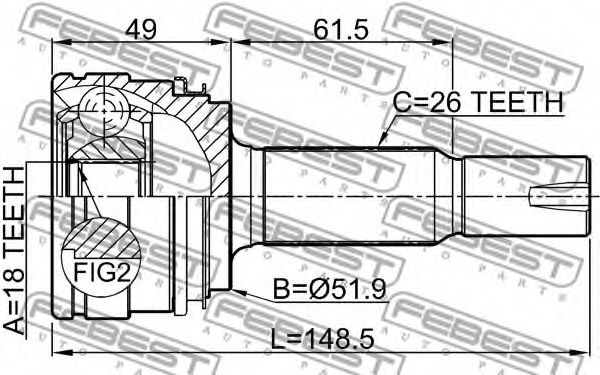 ШРУС FEBEST 0110-ACA33R - Фото 1