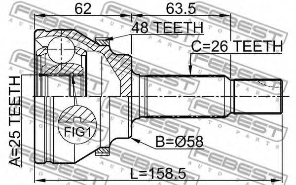ШРУС FEBEST 0110-AZT250A48 - Фото 1