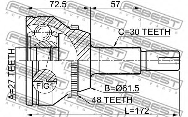 ШРУС FEBEST 0110-GSL20A48 - Фото 1