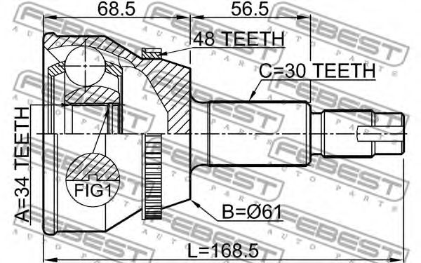 ШРУС FEBEST 0110-MHU38A48 - Фото 1