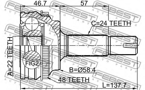 ШРУС FEBEST 0110-NCP10A48 - Фото 1
