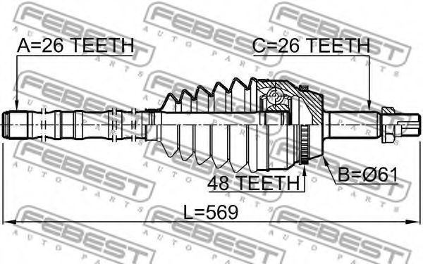 ШРУС FEBEST 0114-ACV40L26A48 - Фото 1
