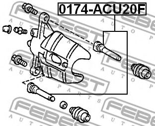 Направляющий болт, корпус скобы тормоза FEBEST 0174-ACU20F - Фото 1