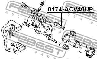 Направляющий болт, корпус скобы тормоза FEBEST 0174-ACV40UR - Фото 1