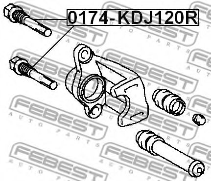 Направляющий болт, корпус скобы тормоза FEBEST 0174-KDJ120R - Фото 1
