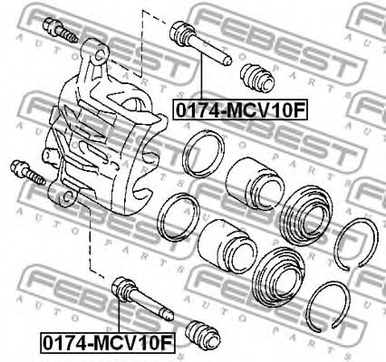Направляющий болт, корпус скобы тормоза FEBEST 0174-MCV10F - Фото 1