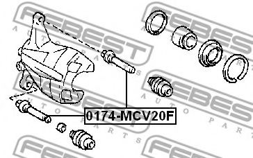 Направляющий болт, корпус скобы тормоза FEBEST 0174-MCV20F - Фото 1