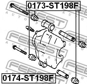 Направляющий болт, корпус скобы тормоза FEBEST 0174-ST198F - Фото 1