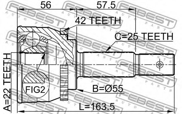 ШРУС FEBEST 0210-013A42 - Фото 1