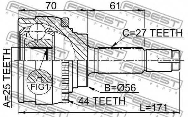 ШРУС FEBEST 0210-016A44 - Фото 1