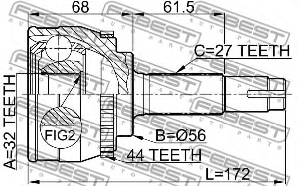 ШРУС FEBEST 0210-057A44 - Фото 1