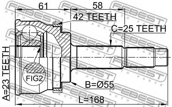 ШРУС FEBEST 0210-061A42 - Фото 1