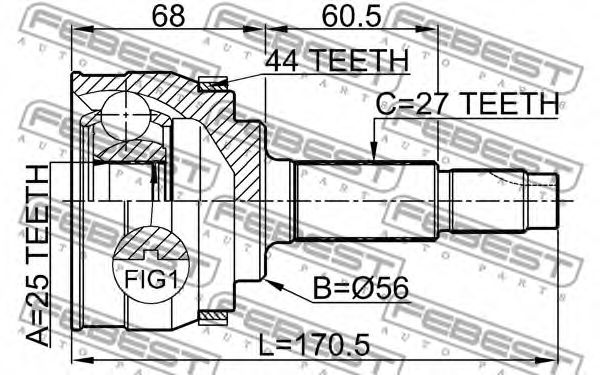 ШРУС FEBEST 0210-065A44 - Фото 1