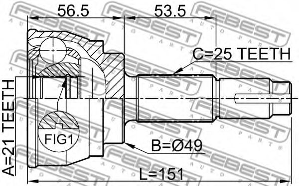 ШРУС FEBEST 0210-080 - Фото 1