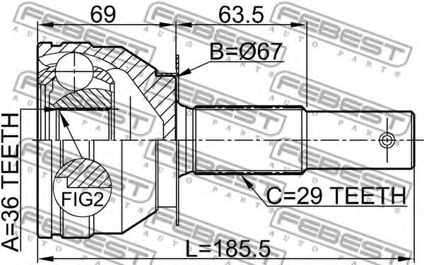 ШРУС FEBEST 0210-A60 - Фото 1