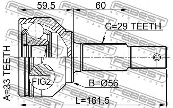 ШРУС FEBEST 0210-J1016 - Фото 1