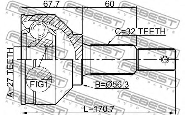 ШРУС FEBEST 0210-J32 - Фото 1