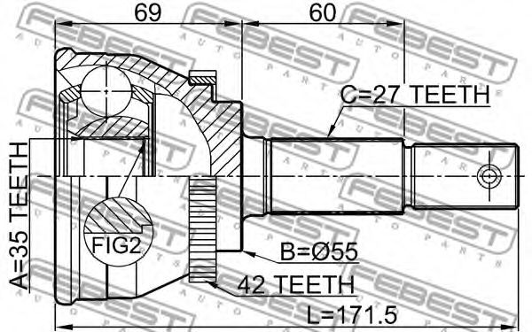 ШРУС FEBEST 0210-N16MTA42 - Фото 1