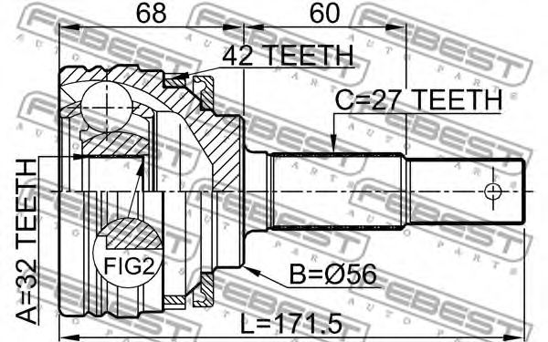ШРУС FEBEST 0210-P10A42 - Фото 1
