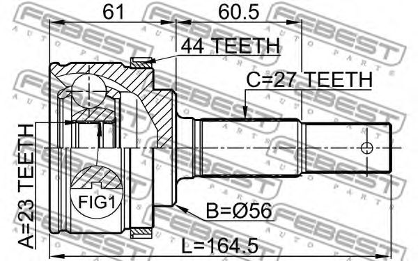 ШРУС FEBEST 0210-P12QG18A44 - Фото 1