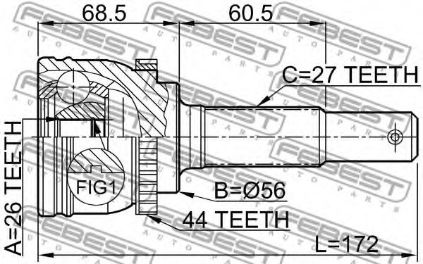ШРУС FEBEST 0210-P12YDA44 - Фото 1