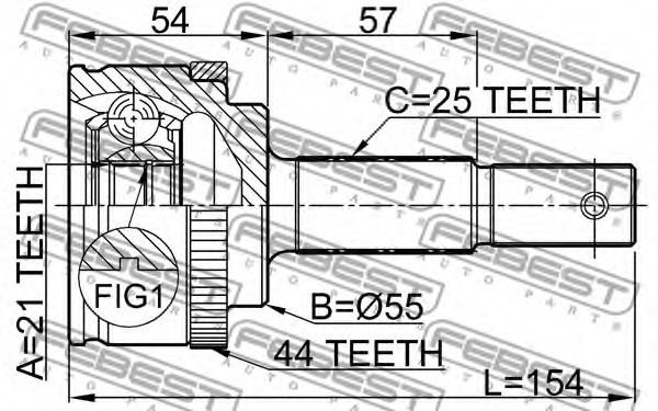 ШРУС FEBEST 0210-QG15A44 - Фото 1