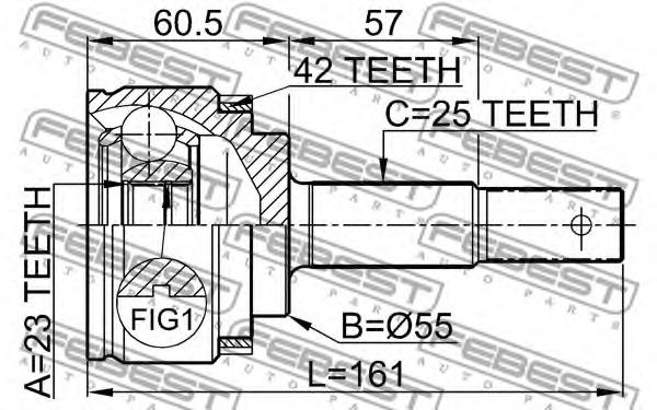 ШРУС FEBEST 0210-QG18A42 - Фото 1