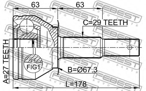ШРУС FEBEST 0210-R51MT - Фото 1