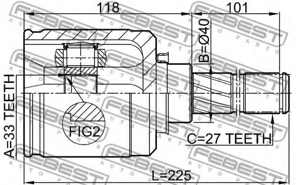 ШРУС FEBEST 0211-J1020GLH - Фото 1