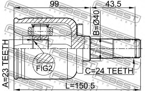 ШРУС FEBEST 0211-P12QG16 - Фото 1