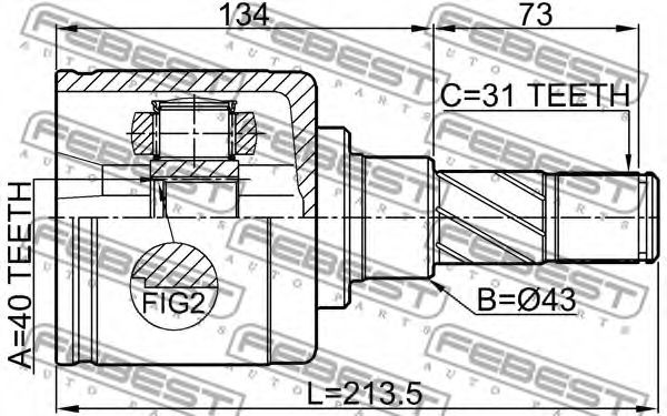 ШРУС FEBEST 0211-Y62AT - Фото 1