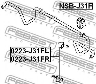 Тяга / стійка стабілізатора FEBEST 0223-J31FL - Фото 1