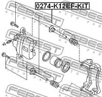 Направляющий болт, корпус скобы тормоза FEBEST 0274-K12EF-KIT - Фото 1
