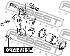 Направляющий болт, корпус скобы тормоза FEBEST 0274-N15F - Фото 1