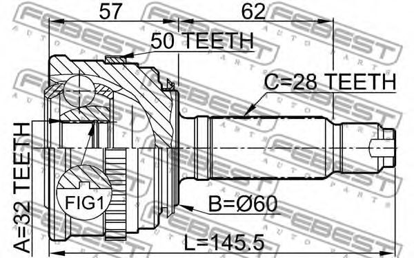 ШРУС FEBEST 0310-022A50 - Фото 1