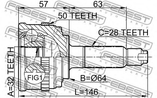 ШРУС FEBEST 0310-033A50 - Фото 1