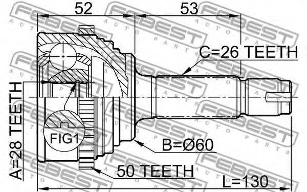 ШРУС FEBEST 0310-054A50 - Фото 1